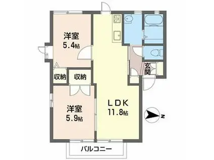 ディアスあこちこ(2LDK/2階)の間取り写真