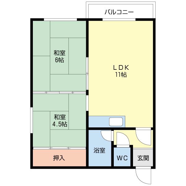 眞島アパート(2LDK/2階)の間取り写真