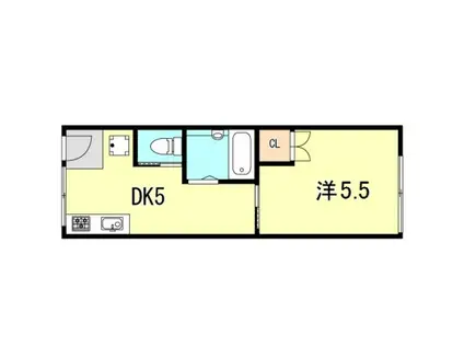 西原コーポ(1DK/2階)の間取り写真