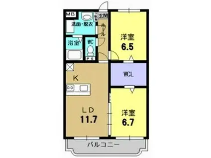 フロールアイ(2LDK/2階)の間取り写真