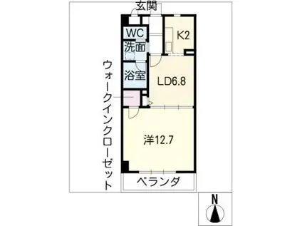 アドミール桜山(1LDK/2階)の間取り写真