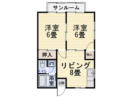 ラフォーレ(2DK/3階)の間取り写真