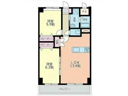 ピノ木町(2LDK/10階)の間取り写真