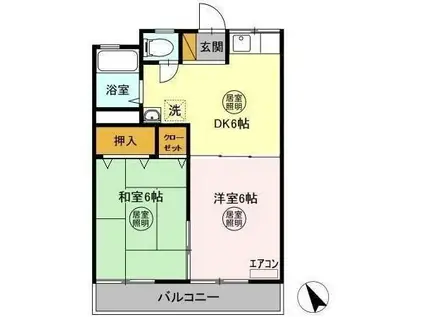 十王堂ハイツB(2DK/1階)の間取り写真