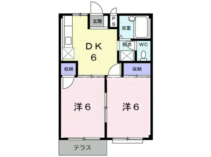 レジデンスエスポア(2DK/1階)の間取り写真