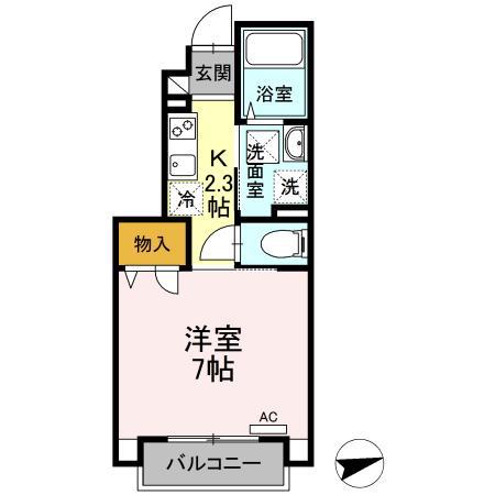 コーポマルスギ(1K/1階)の間取り写真
