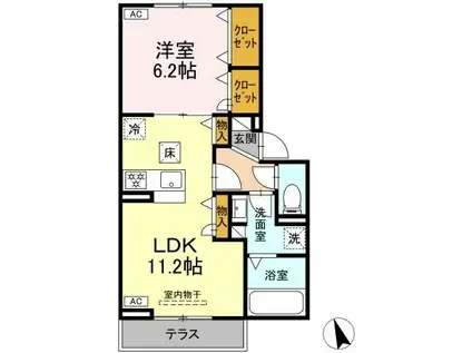 リッツハウスII(1LDK/1階)の間取り写真