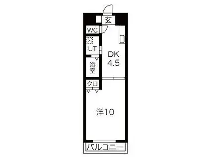 パレスサイド泉(1DK/4階)の間取り写真
