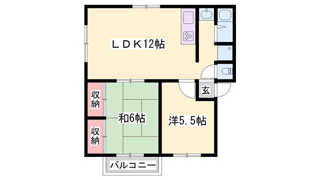 ラ・フォーレ・ヒロII(2LDK/2階)の間取り写真