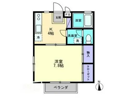 コンフォート城見(1K/1階)の間取り写真