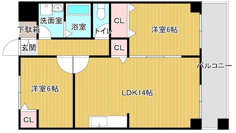 セゾン朝霧(2LDK/3階)の間取り写真