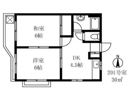 村上コーポ(2DK/2階)の間取り写真