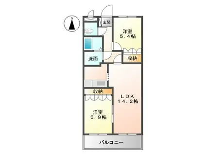 セントフィールド葛城I(2LDK/2階)の間取り写真