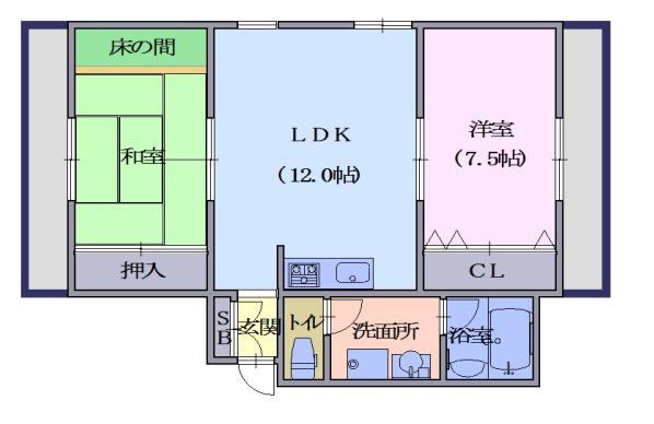 フェアコート田浦(2LDK/1階)の間取り写真