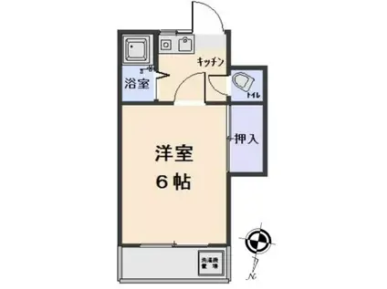 泉ハウスA棟ー定期2年 再契約型-(1K/1階)の間取り写真