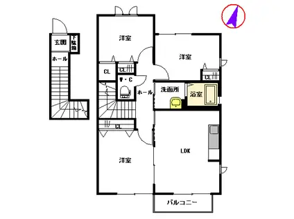 メゾン古閑中(3DK/2階)の間取り写真
