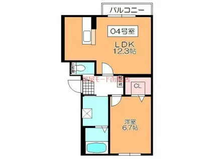 フィフティワンVOL.III(1LDK/1階)の間取り写真