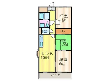 メロディーハイム長岡京(3LDK/3階)の間取り写真