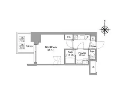 コンフォリア・リヴ大阪本町(1K/7階)の間取り写真