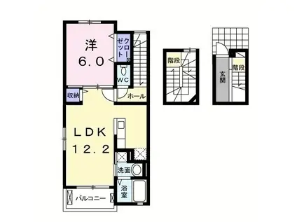 ミーティアC(1LDK/3階)の間取り写真