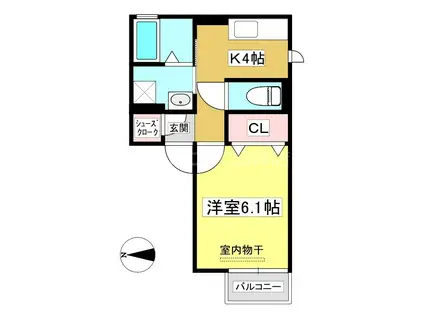 ヴィレッタあいみ(1K/2階)の間取り写真