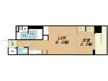 S-RESIDENCE天満橋AR(1LDK/6階)の間取り写真