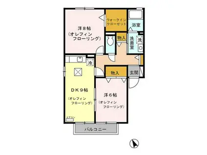 シェリールS&S A/B(2DK/1階)の間取り写真