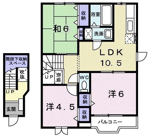 ハイツ原C(3LDK/2階)の間取り写真