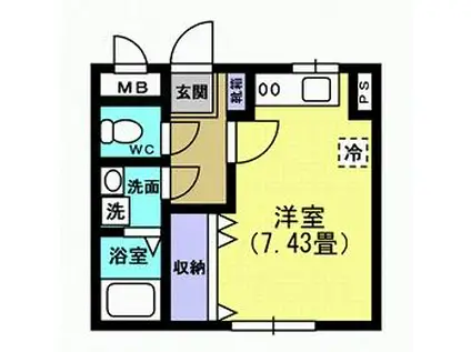 SIEG(ワンルーム/2階)の間取り写真