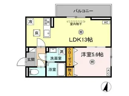 ロイヤルタウン日の出(1LDK/1階)の間取り写真