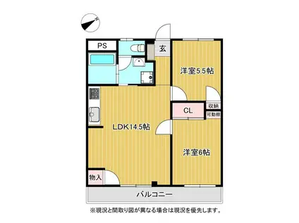 リブロハイツ北安東(2LDK/3階)の間取り写真