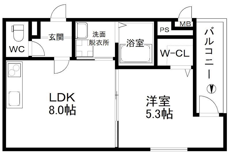 フジパレス エン(1LDK/3階)の間取り写真
