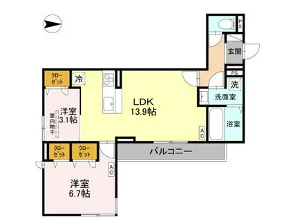D-ROOM東花園(2LDK/3階)の間取り写真