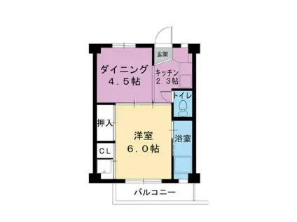 ビレッジハウス高津2号棟(1DK/1階)の間取り写真