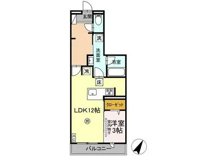 ソラリス(1LDK/1階)の間取り写真