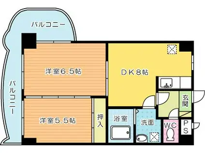 ロイヤルマジェスティ(2DK/12階)の間取り写真