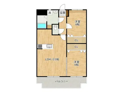 ユーミーマンション スペースGII(2LDK/1階)の間取り写真