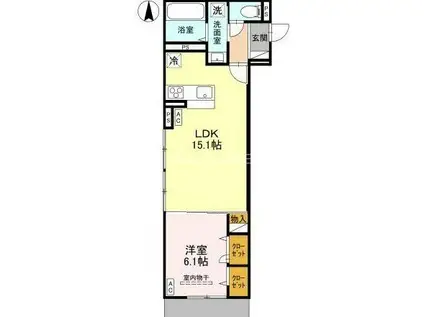 アイビー俊徳道(1LDK/1階)の間取り写真