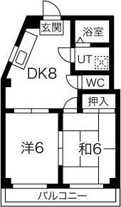 ピュア10(2DK/2階)の間取り写真