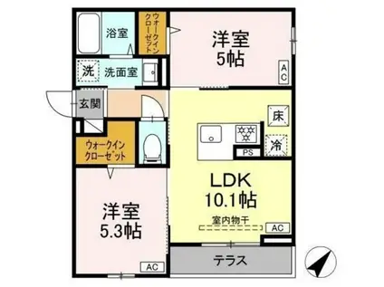 ASSET-COURT曙町(2LDK/1階)の間取り写真