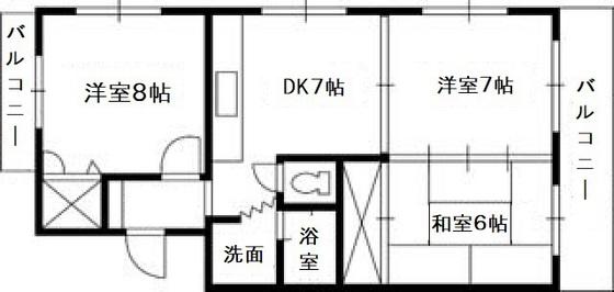 グリーンハイツ舟入(3DK/3階)の間取り写真