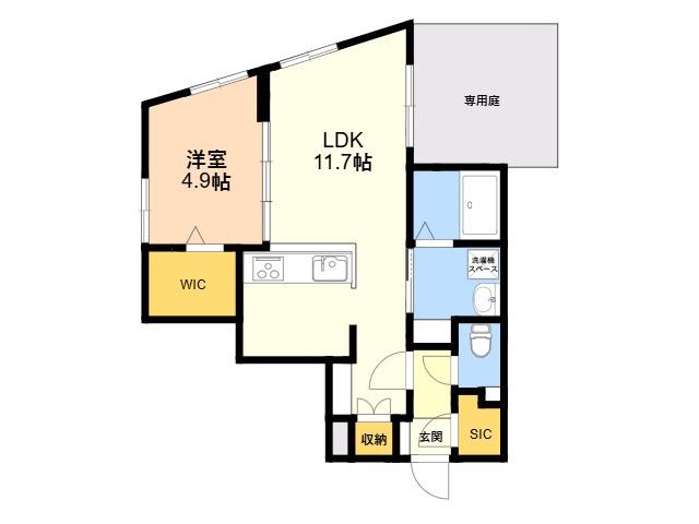 QUADOR CONTIGO平和(1LDK/1階)の間取り写真