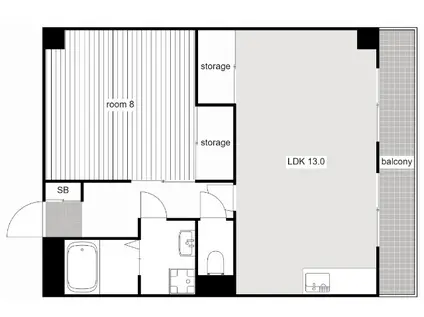 藤本コーポ(1LDK/1階)の間取り写真