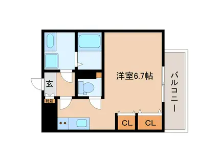 クレアール郡山I(1K/2階)の間取り写真