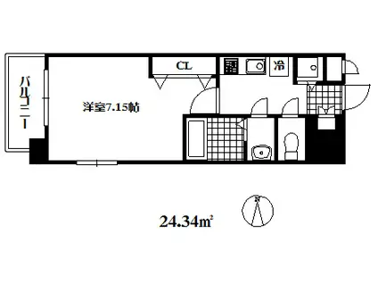 ラグゼ東灘(1K/7階)の間取り写真