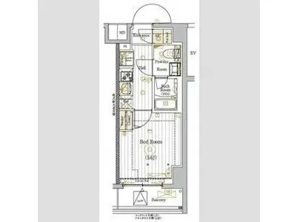 MAXIV川口青木(1K/6階)の間取り写真
