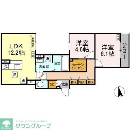 セレスティア竹ノ塚II(2LDK/1階)の間取り写真