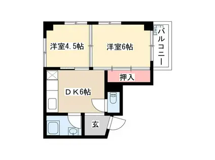 石坂ハイツ(2DK/3階)の間取り写真