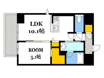 ラヴェール横川(1LDK/3階)の間取り写真