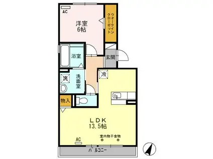 シャトレーB(1LDK/3階)の間取り写真